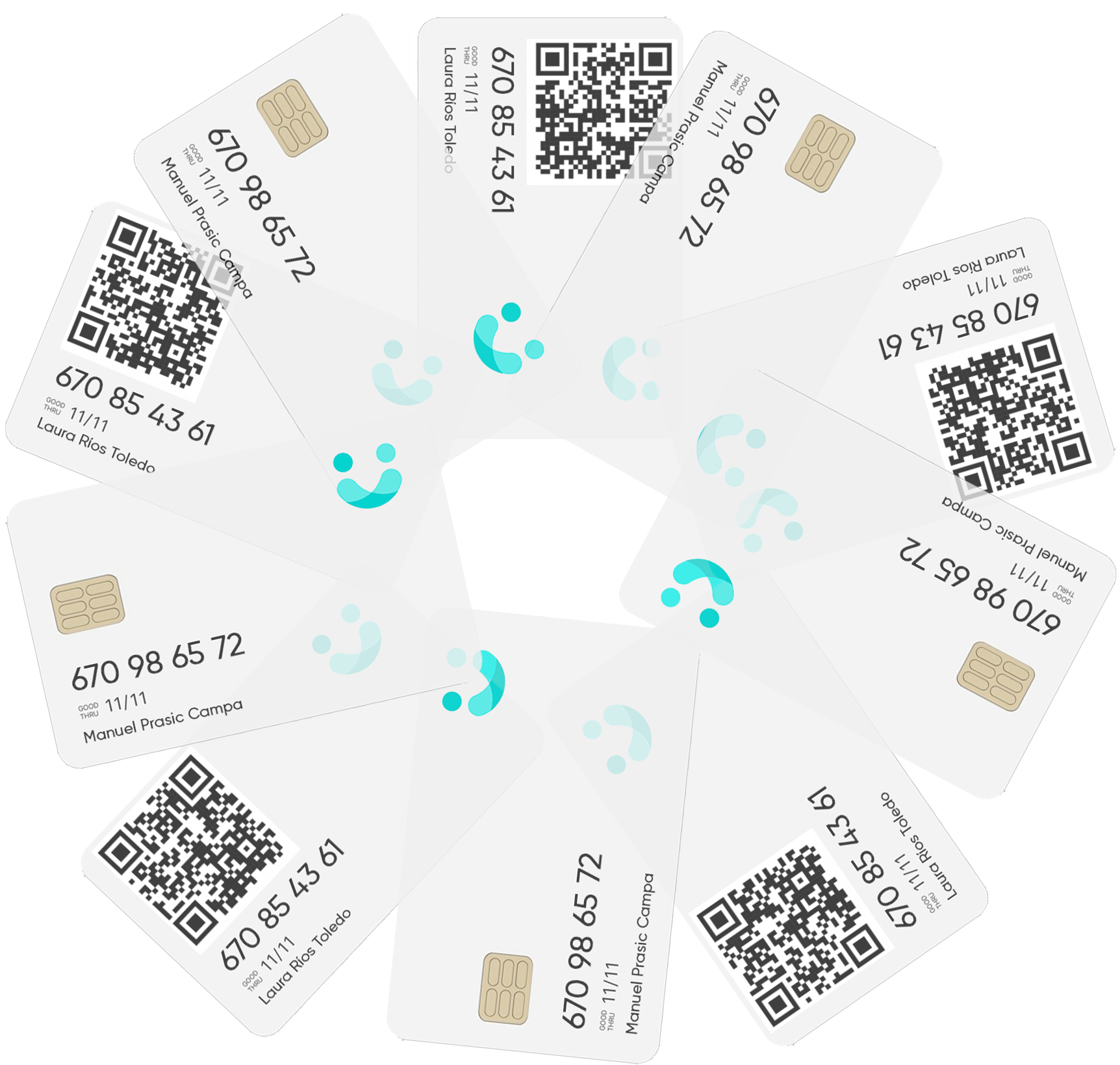 Decorative illustration of financial management platform interface with credit cards